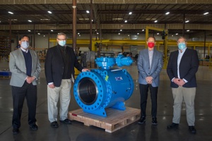 Pictured at the GWC manufacturing facility in Bakersfield, California are (left to right) Ron Patron (Marshall Rodeno), Ken Hitron (Marshall Rodeno), Marc Thurmond (GWC), and Matt Hayden (Marshall Rodeno).