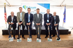 Fulcrum Board members Tom Unterman, Lee Bailey and Jim McDermott, Nevada Governor Brian Sandoval, Fulcrum President and CEO Jim Macias and Storey County Manager, Pat Whitten break ground to commence construction of the Sierra BioFuels Plant