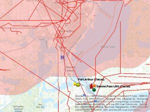 Cargoes will be supplied starting in 2023 from the Port Arthur LNG facility being developed in Jefferson County, Texas.  (MAP SOURCE: EWA)