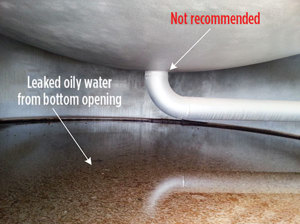 Fig. 3A. Bottom drain connection without a reinforcement pad, which may not be needed for small-diameter openings, even in high-pressure vessels.